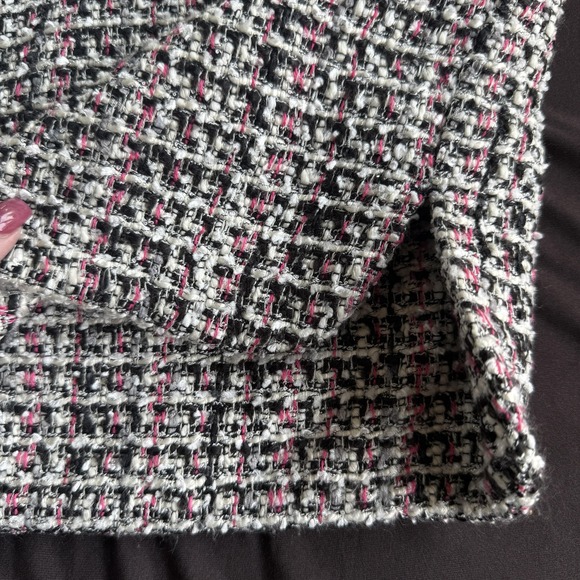 Ann Taylor Factory Skirt Women16 Black Pink Tweed Check Pencil Lined Career Work - Picture 4 of 10